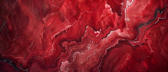 Poster - Red marble texture background with smooth wavy lines, elegant and modern design.