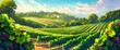 A picturesque vineyard in spring, lush grapevines, vibrant colors, Background Banner HD