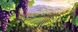 A picturesque vineyard in spring, lush grapevines, vibrant colors, Background Banner HD