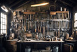© akkash jpg - 'style garage vintage wall table shelf Tool workshop hanging tools Old scene motorcycle bike background board business cafes construction craft custom drill engine equipment fix hammer hardware home'