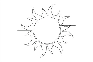 continuous one line drawing sun art Summer sun contour line sign line art illustration
