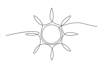 Wall Mural - continuous one line drawing sun art Summer sun contour line sign line art illustration