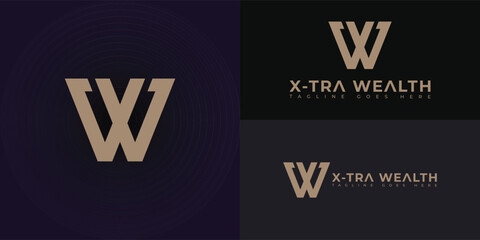 Wall Mural - Abstract initial letter XW or WX logo in luxury gold color isolated on multiple background colors. The logo is suitable for property and construction company icon logo design inspiration templates.