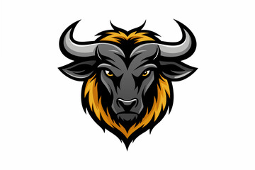 wildebeest head logo vector illustration