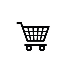 Wall Mural - Simple black shopping cart icon on a white background.