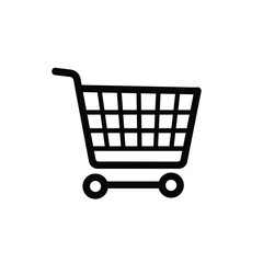 Poster - Minimalist black shopping cart icon on a white background.