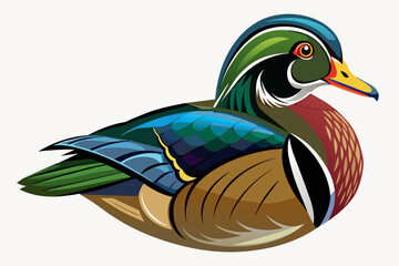 wood duck vector illustration