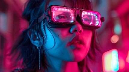 Poster - woman wearing ai glasses