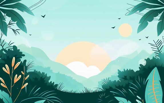 Vector illustration in trendy flat simple style - very beautiful spring and summer background
