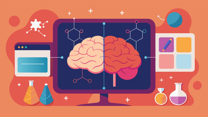 Poster - A slideshow projected images of the brain and its chemical reactions to ketamine providing visual aids to help patients better understand the concept..