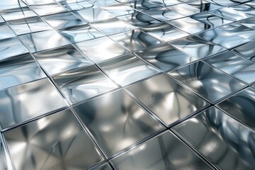 Wall Mural - Abstract 3d of metal cubes background. Reflective surface.