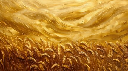 Wall Mural - Golden waves of barley stretched as far as the eye could see