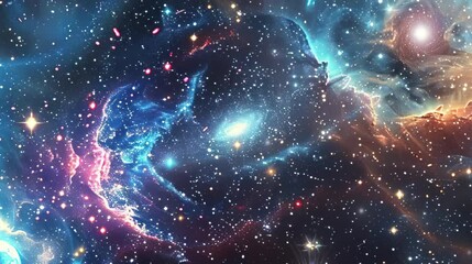 Wall Mural - Video of a cosmic background with stars aligning in patterns in a galaxy