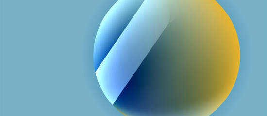 Poster - Macro photography closeup of a blue and yellow circle on electric blue background. Resembling a logo or automotive lighting, the waterlike effect is mesmerizing