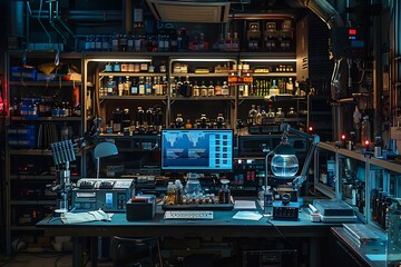 Aufkleber - Science lab filled with advanced equipment for digital research