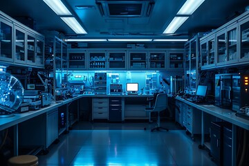 Aufkleber - Science lab filled with advanced equipment for digital research