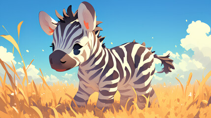 Wall Mural - cute zebra animal cartoon style vector