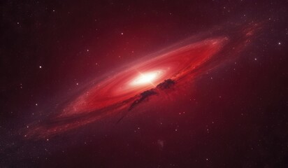 galaxy red space with meteorite, space objects, space red galaxy background
