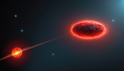 galaxy red space with meteorite, space objects, space red galaxy background