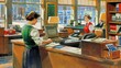 © Maquette Pro - Bank Teller's Daily Routine: Visual Cues of Transactions and Account Management