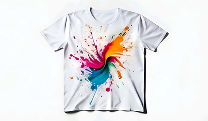 Wall Mural - Abstract lifestyle design with white t-shirt and colorful splashing shapes