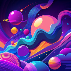 Wall Mural - Vibrant abstract backgrounds with neon gradients and fluid shapes.