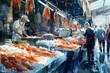 © Irfanan - Ocean's bounty: A captivating market tableau showcasing an abundant array of enticing seafood offerings