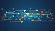 Digital Marketing 2020 word cloud arrows blue background vector