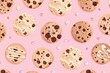 Baking Extravaganza: A Colorful Assortment of Cookies and Irresistible Treats on a Lively Pink Background