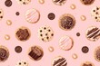 Sweet Delights: A Vibrant Pattern of Cookies and Baked Goods on a Playful Pink Background