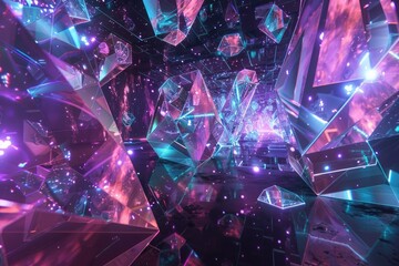 Poster - Abstract geometric background with low poly shapes, crystal structure