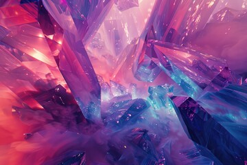 Poster - Abstract geometric background with low poly shapes, crystal structure