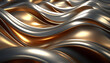 Abstract golden metallic waves texture for luxury, smooth, flowing, modern design.