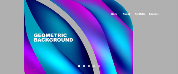Poster - Geometric background featuring automotive tire patterns in shades of azure, purple, and violet on a gray backdrop. The design resembles waves, with accents of synthetic rubber and aqua hues