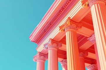 Wall Mural - A large building with a white facade and colorful pillars