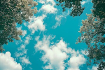 view from bottom to top of the sky on a clear sunny day