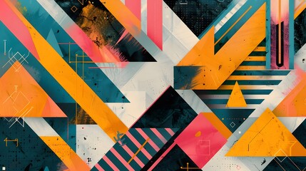 Triangle pattern. Colorful, grunge and seamless. Grunge effects