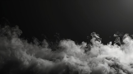 Wall Mural - fog mist haze smoke on black background with empty space in a middle