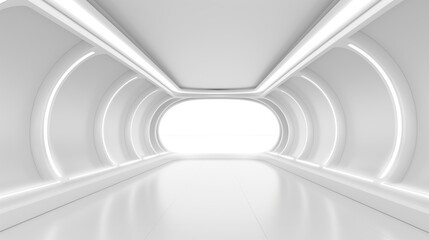 Poster - A white tunnel with a bright light shining at the end, creating a stark contrast