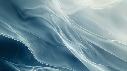 Wall Mural - Close-up showcases a piece of fabric that appears soft, silky, and flowing. Various shades of blue and white create an elegant atmosphere