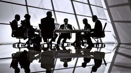 Poster - Business Meetings and Teams - Pictures of business professionals in meetings, presentations, negotiations, and team discussions. 