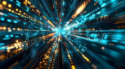  digital data flow on road in concept of program coding with graphic creating vision of fast speed transfer to show digital transformation , disruptive innovation