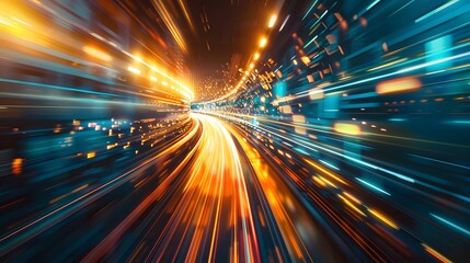  digital data flow on road in concept of program coding with graphic creating vision of fast speed transfer to show digital transformation , disruptive innovation