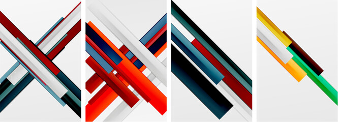 Aufkleber - a set of four colorful geometric lines on a white background . High quality