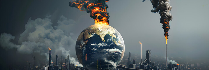 Wall Mural - the earth as a globe, industrial pollution