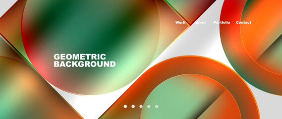 Poster - A vivid geometric backdrop featuring a variety of colorful circles on a white background, resembling a macro photography shot of liquid in drinkware or glass, with a touch of carmine hue