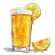 glass of beer with lemon