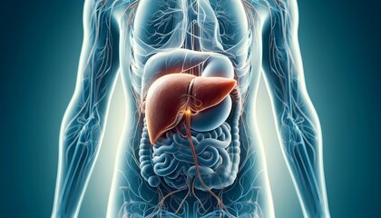 medical illustration of the human river anatomical position concept of cardiovascular health, anatom