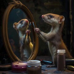 Poster - weasel doing makeup