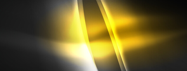 Poster - An amber light illuminates a dark background, creating a contrast of tints and shades. The electric blue font stands out against the darkness, resembling a pattern in macro photography